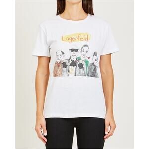 Unfortunate Portrait UP Lagerfeld T-Shirt Womens S White Art Fashion Luxury NWT